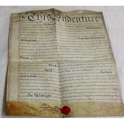 123 - Latouche Indenture. 1766. Richard Baldwin and David Latouche. Vellum deed, signed and sealed by Davi... 