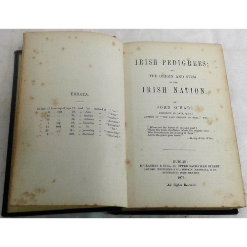 488 - Irish Pedigrees or Origin and Stem of the Irish Nation. John O’Hart. Dublin. 1878. Very good