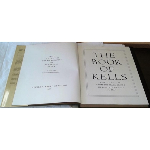 522 - The Book of Kells . 1974-1977. Two editions, large format. Colour plates. one in slip case, other in... 