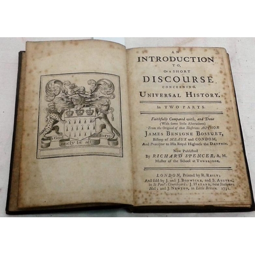 472 - An Short Discourse.  Concerning Universal History in two parts  by Richard Spencer.   London. 1731.l... 