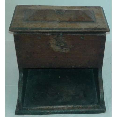 65 - Wooden Tea Box, c.9in wide, 8in tall