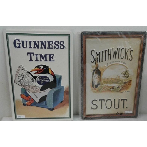 66 - Two Advertising Signs - 'Guinness Time' and 'Smithwicks Stout' - both 20 x 30cm