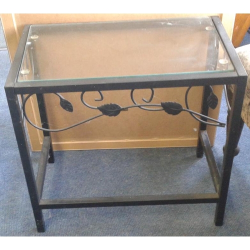 76 - Glass Topped Metal Coffee Table, c.21in x 13in