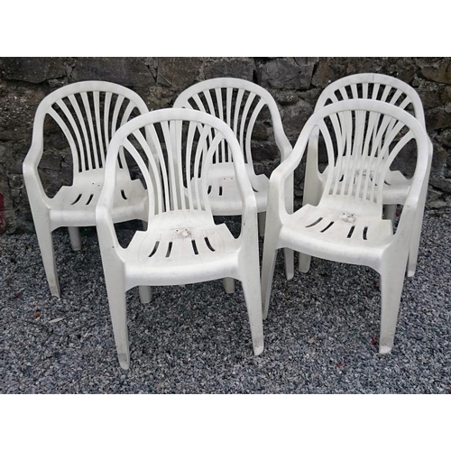 104 - Five Plastic Dining Garden Chairs