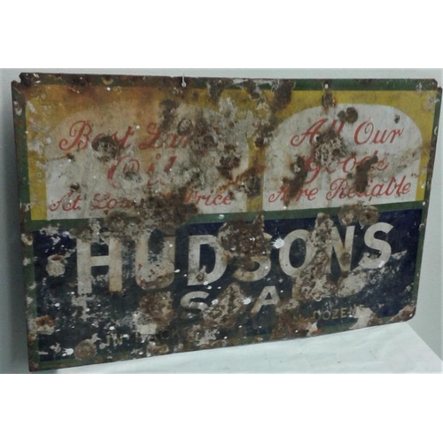 105 - Enamel Advertising Sign - Hudson's Soap, c.24in x 15in