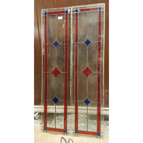 2 - Pair of Leaded Glass Panels, c.10.5in x 43in