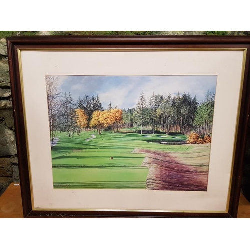 13 - Collection of Nine Large Irish Golfing Scene Pictures, c.35in x 25in frames