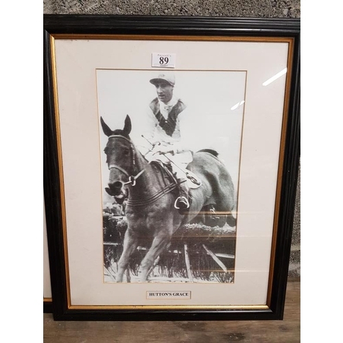 89 - Set of Four Horse Racing Prints in ebony frames, c.18in x 22in