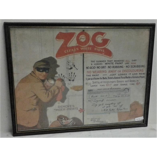 108 - Framed 'Z0G Cleaner' Advertisement, c.14.5in x 12in