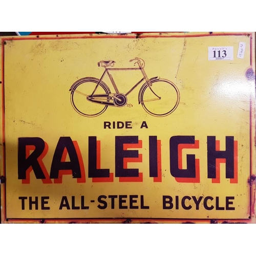 113 - Replica Advertising Sign - 'Raleigh Bicycles', c.16in x 12in