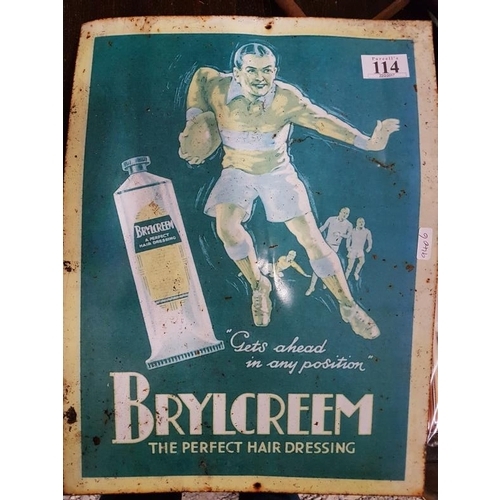 114 - Replica Advertising Sign - 'Brylcreme', c.12in x 16in