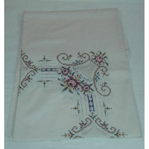 433 - Old Embroidered Table Cloth