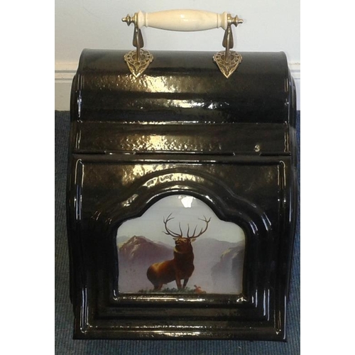 452 - Painted Metal Fuel Box with Stag Panel