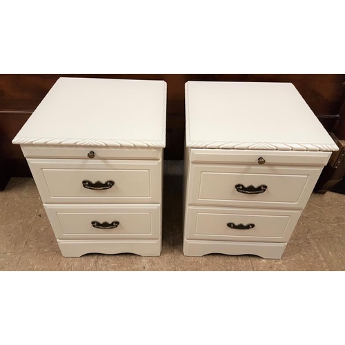 454 - Pair of White Painted Bedside Cabinets - c. 16ins wide x 23ins tall