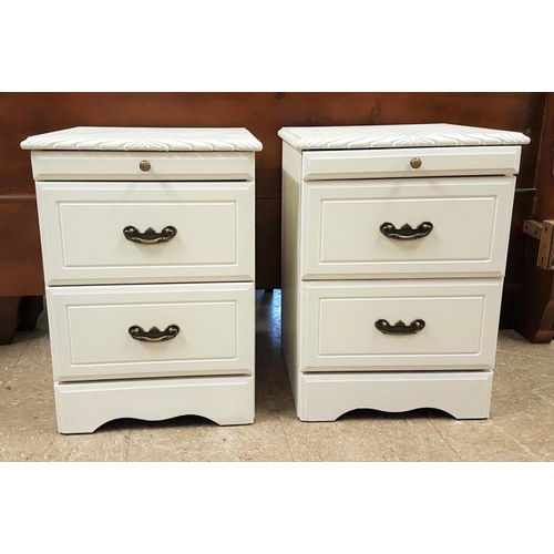 454 - Pair of White Painted Bedside Cabinets - c. 16ins wide x 23ins tall