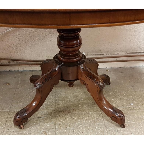 456 - Fine Quality Mahogany Tilt Top Breakfast Table, the Oval top on a Turned Column and Four Carved and ... 