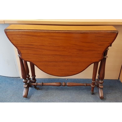 459 - Victorian Mahogany Sutherland Table, the shaped top raised on turned legs and stretchers, finished w... 