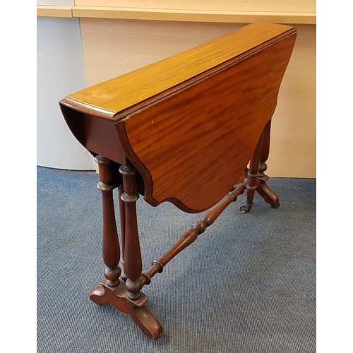 459 - Victorian Mahogany Sutherland Table, the shaped top raised on turned legs and stretchers, finished w... 