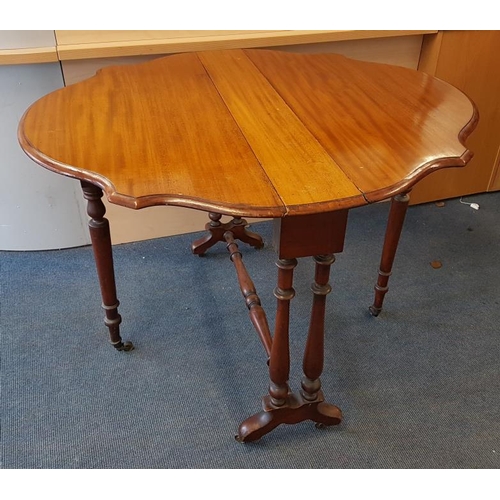 459 - Victorian Mahogany Sutherland Table, the shaped top raised on turned legs and stretchers, finished w... 