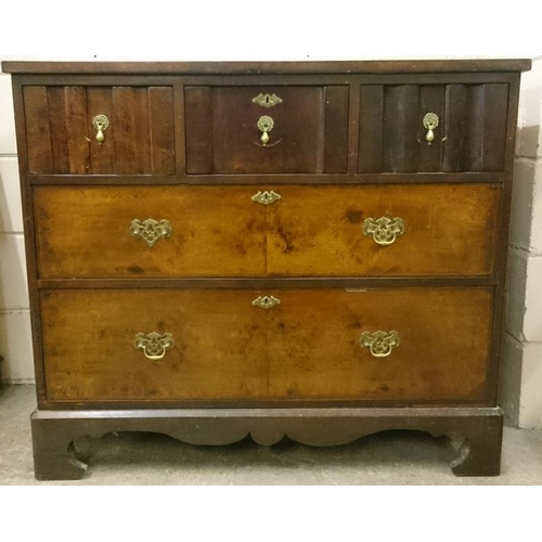 476 - 18th Century Style Walnut Chest of Drawers, the crossbanded top over an arrangement of shaped and st... 