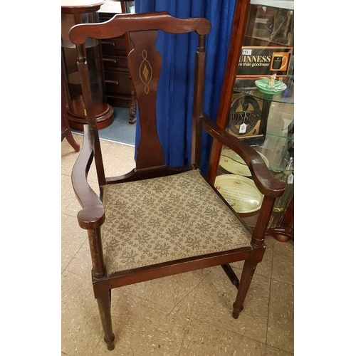 479 - Pair of Edwardian Mahogany Inlaid Elbow Chairs