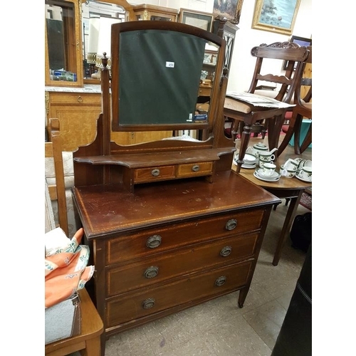 450 - Edwardian Inlaid Mahogany Dressing Table, c.39in x 65in