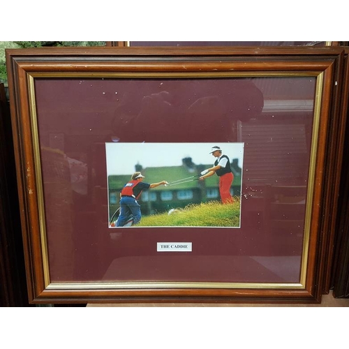 13 - Collection of Twelve Humorous Golf Prints in teak frames c.23in x 19in