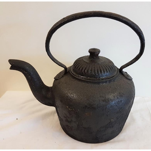 122 - Victorian Cast Iron Kettle With Lid