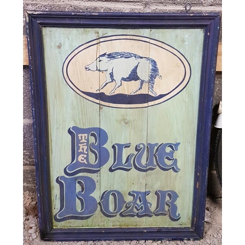 142 - 'The Blue Boar' Painted Wooden Double Sided Sign, c.24in x 33in