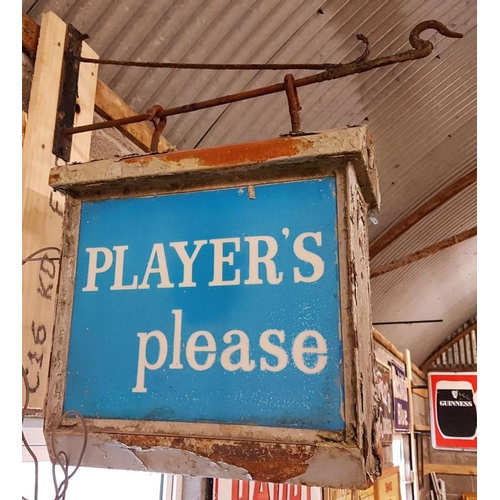 183 - 'Players' Double Sided Light Up Sign with Original Bracket - 20 x 20ins