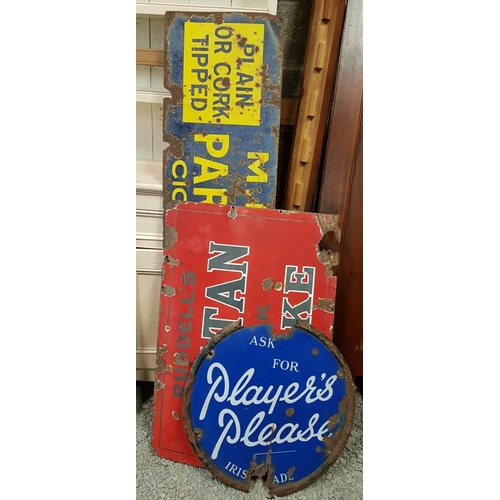 186 - Group of Three Enamel Signs (A/F) - 'Park Drive';  'Malton Flake' and 'Players Please'