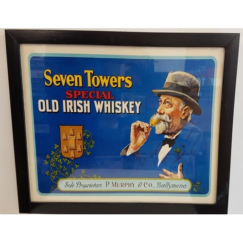 201 - 'Seven Towers Special Old Irish Whiskey' Advertising Sign, c.27in x 23in