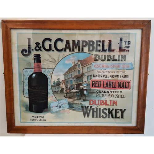 200 - 'J & G Campbell Ltd Dublin Red Label Malt Whiskey' Advertising Sign, c.30.5in x 24.5