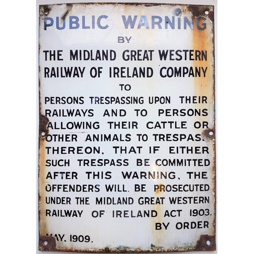 22 - Public Warning Cattle And People - Public Warning By The Midland Great Western Railway of Ireland Co... 