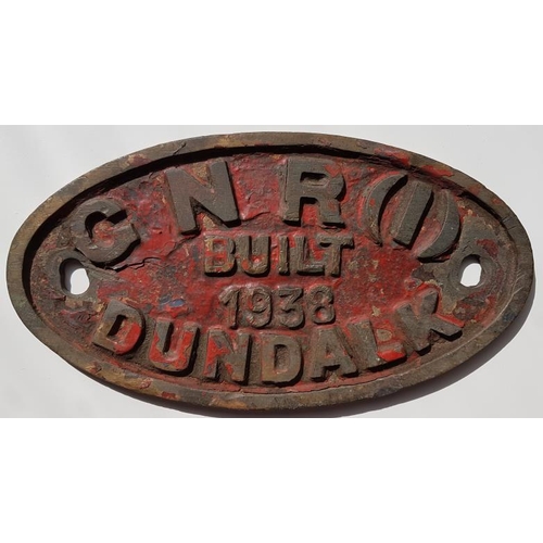 29 - Loco Maker's Plate - Great Northern Railway(I) Built 1938 Dundalk, 8.5in x 4.5in