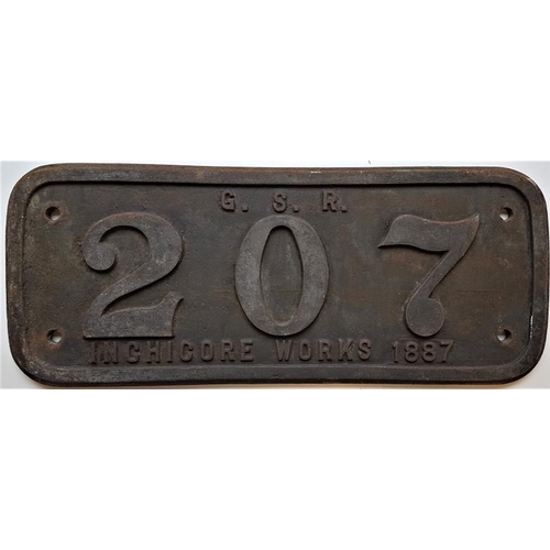 116 - Steel Loco Maker's Plate - 207 Great Southern Railway Inchicore Works 1887, 	25in x 10in