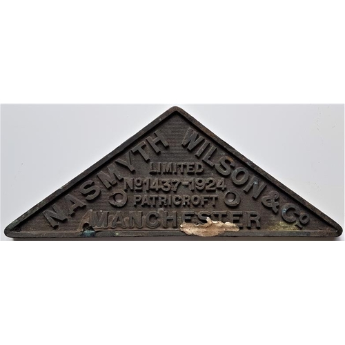 150 - Cast Brass Loco Maker's Plate - 1437 Nasmyth Wilson & Co Limited. Patricroft Manchester, 14in x 5.5i... 