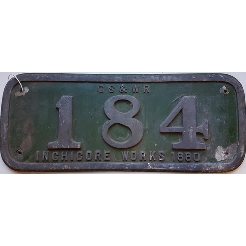 173 - Steel Loco Maker's Plate - 184 Inchicore works 1880, 26in x 11.5in