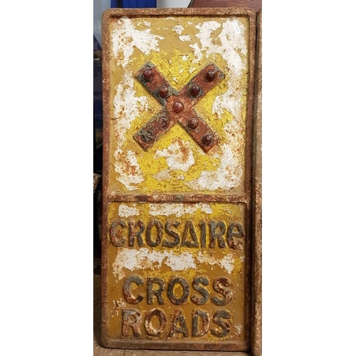 204 - Bilingual Cast Iron Road Sign for a Crossroads - 12 x 26ins - yellow background