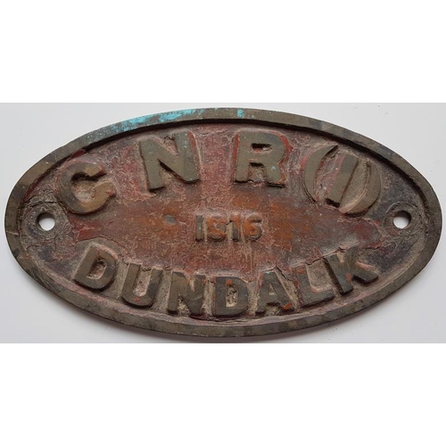 445 - Loco Maker's Plate - Great Northern Railway(I) 1916 Dundalk, 8.5in x 4.5in
