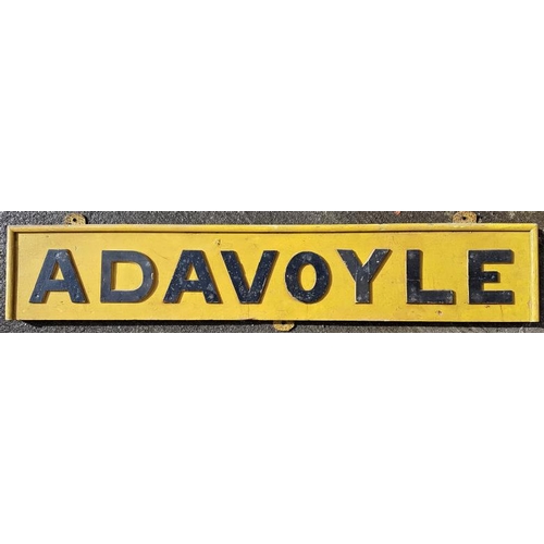 481 - Yellow Wooden Sign with Cast Iron Lettering - Adavoyle, 59in x 11in