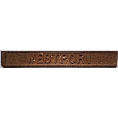 487 - Double Sided Destination Sign - Westport and Dublin, c.22in x 3in