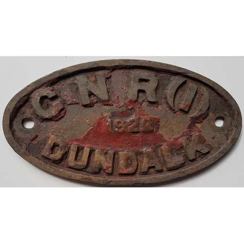 538 - Loco Maker's Plate - Great Northern Railway(I) 1922 Dundalk, 8.5in x 4.5in