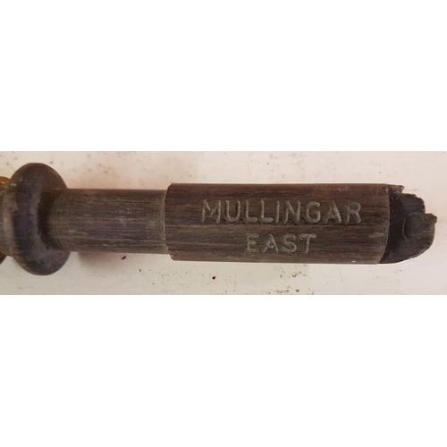 442 - Short Turned Wooden Staff 46 Mile Box-Mullingar East, 10in