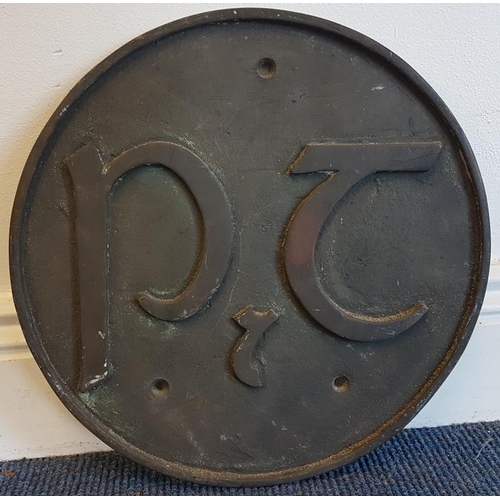 523 - Original Bronze P&T Plaque - 12ins Diameter