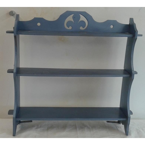 11 - Set of Open Pine Wall Shelves - Painted Blue