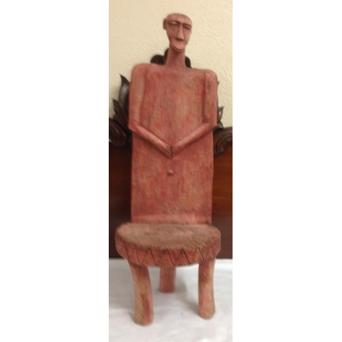 80 - Hand Carved African 'Man' Seat