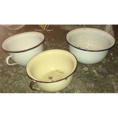 181 - Three Enamel Chamber Pots