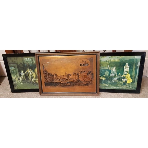 38 - Harp Cork Scene Picture and a Pair of Hunting Lodge Scene Pictures (3)