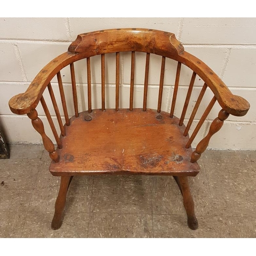 44 - Irish Oak Famine Style Chair, c.29in wide